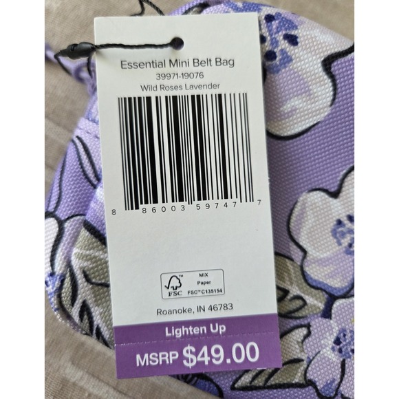 VERA‎ BRADLEY  Essential Mini Belt Bag  Wild Roses Lavender  NWT - Picture 3 of 4